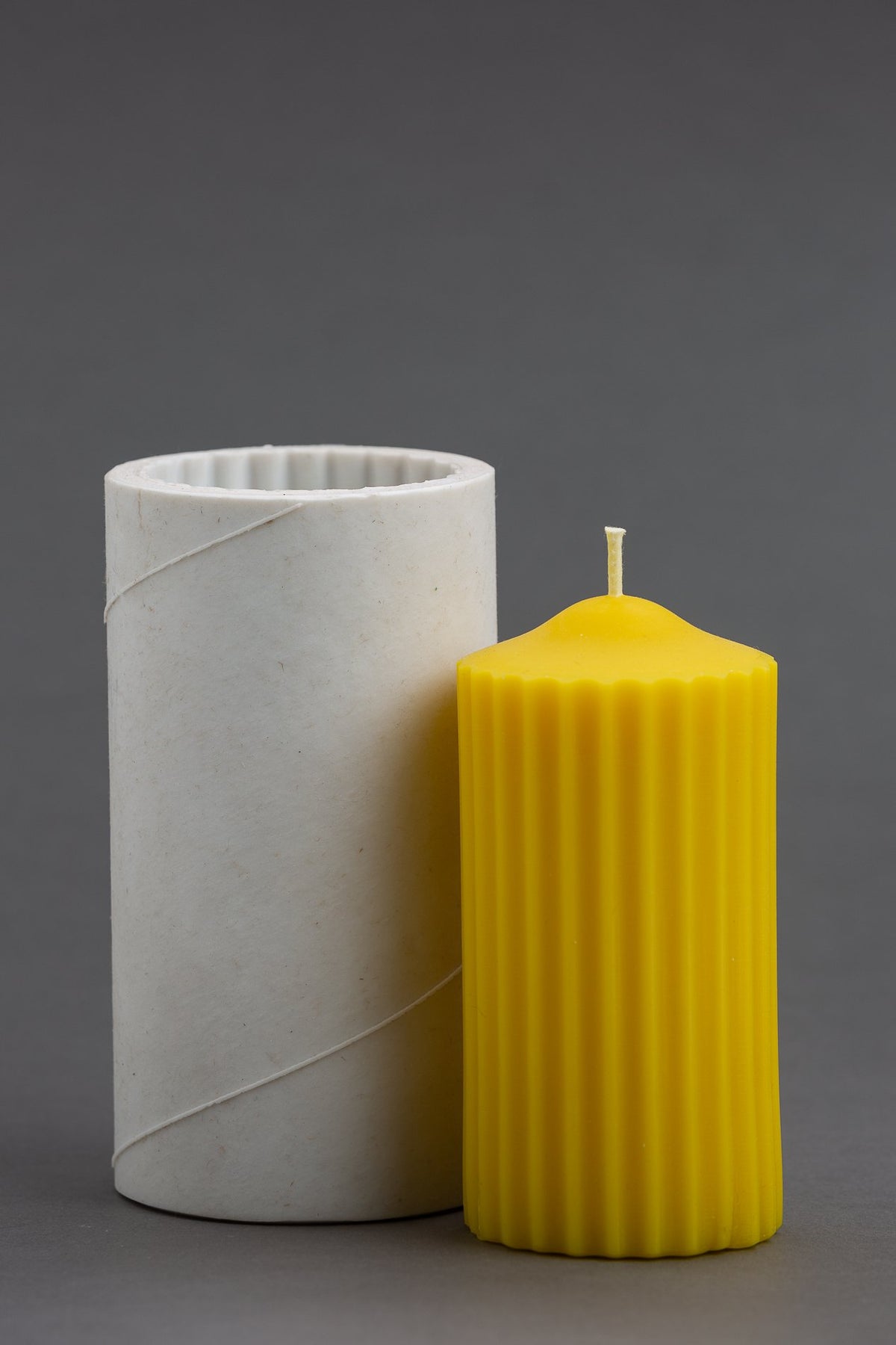 Fluted Pillar beeswax candle and silicone mould