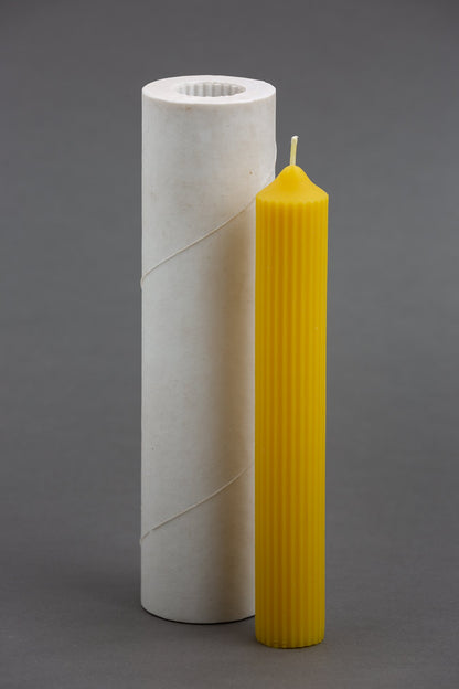 Fluted Pillar beeswax candle and silicone mould