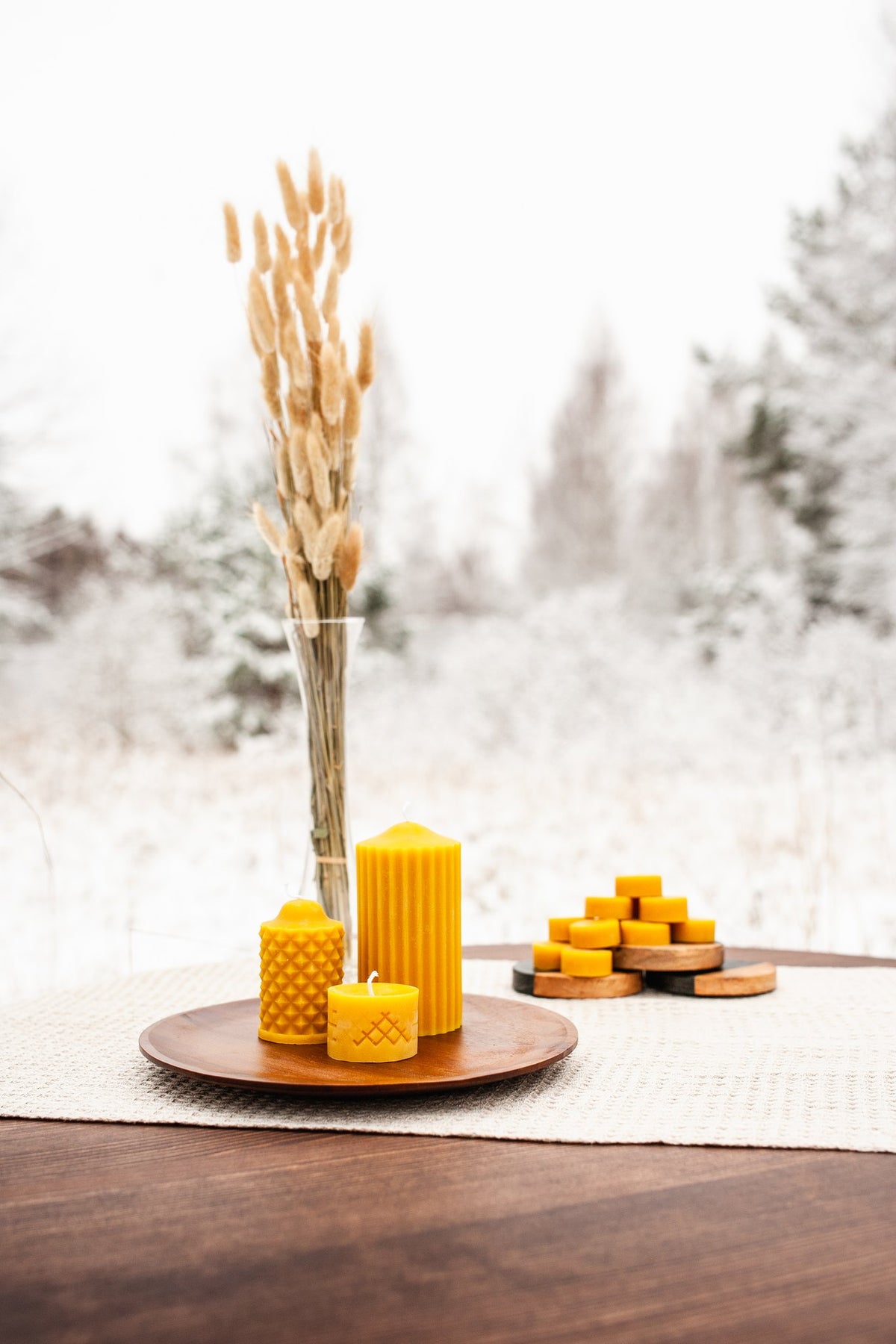 Fluted Pillar beeswax candle and silicone mould