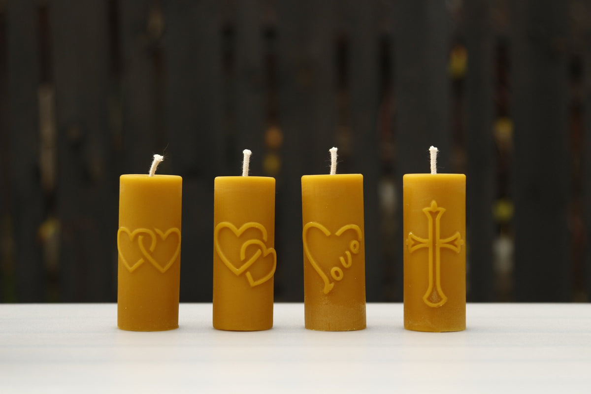 Hearts & Cross beeswax candle and silicone mould