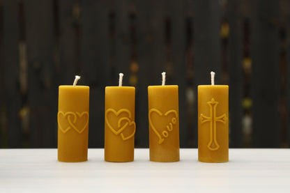 Hearts & Cross beeswax candle and silicone mould