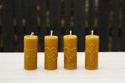 Hearts & Cross beeswax candle and silicone mould
