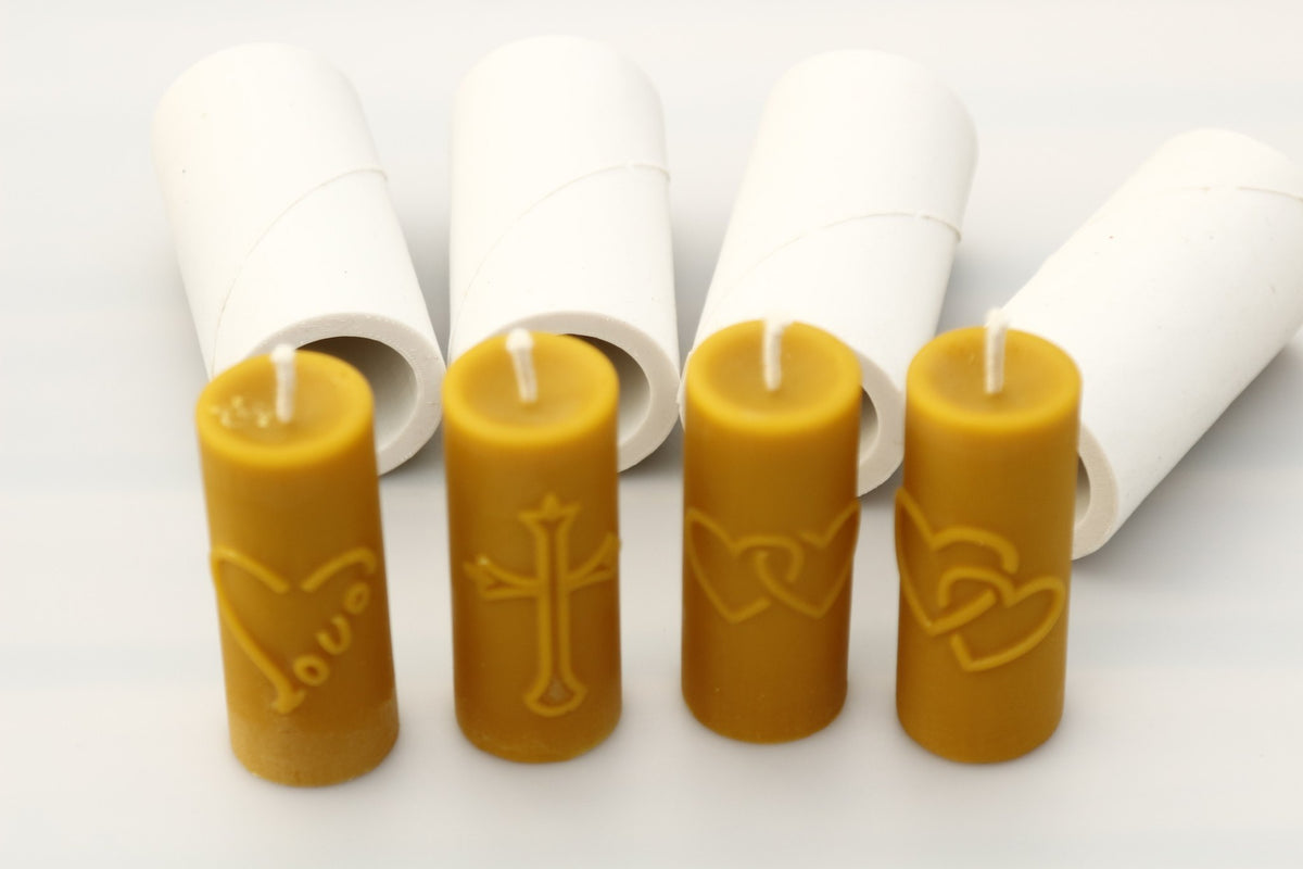 Hearts & Cross beeswax candle and silicone mould