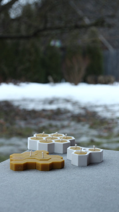 Hexagon tea light beeswax candle and silicone mould
