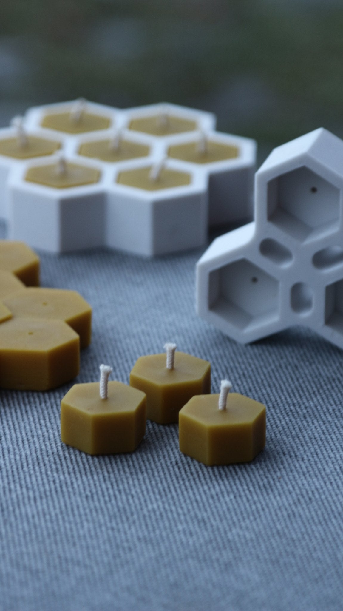 Hexagon tea light beeswax candle and silicone mould