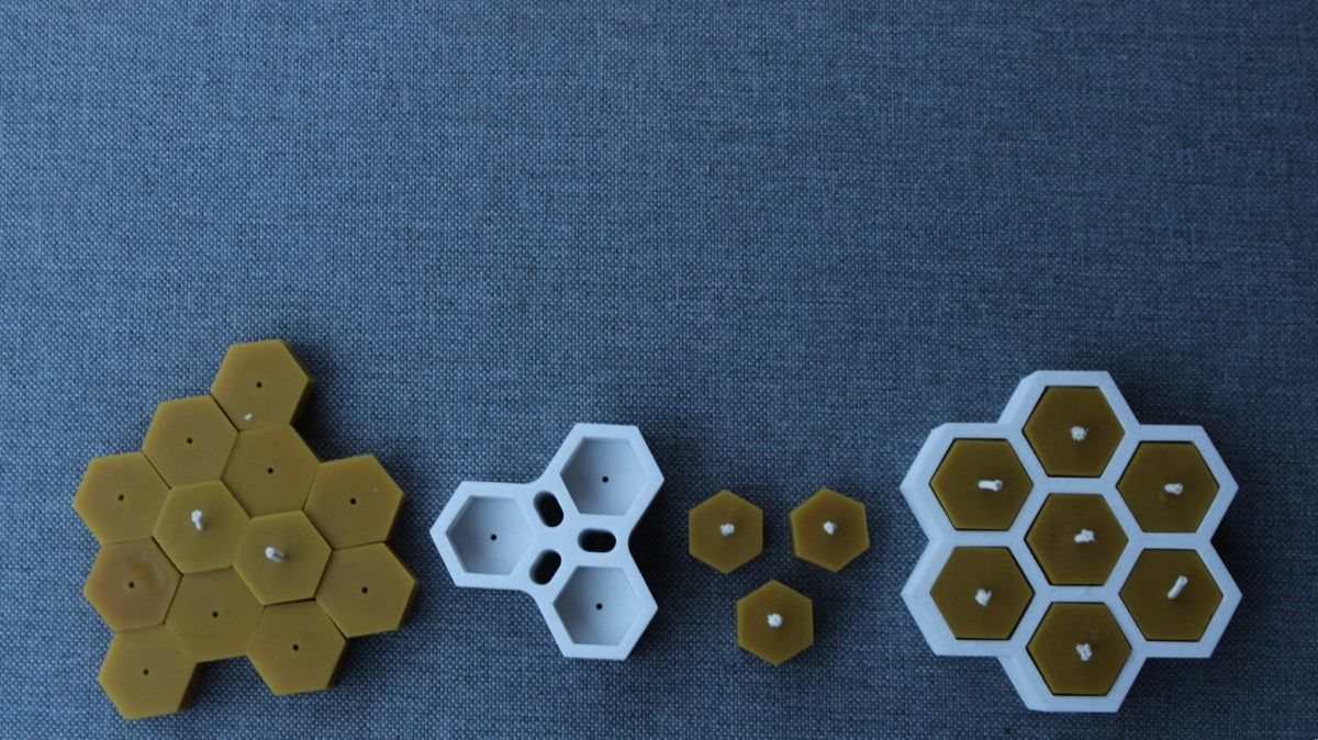Hexagon tea light beeswax candle and silicone mould