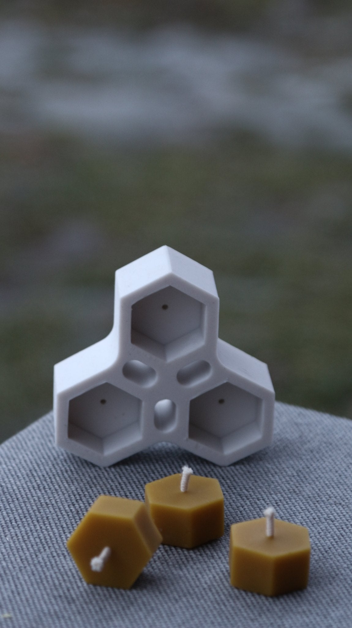 Hexagon tea light beeswax candle and silicone mould