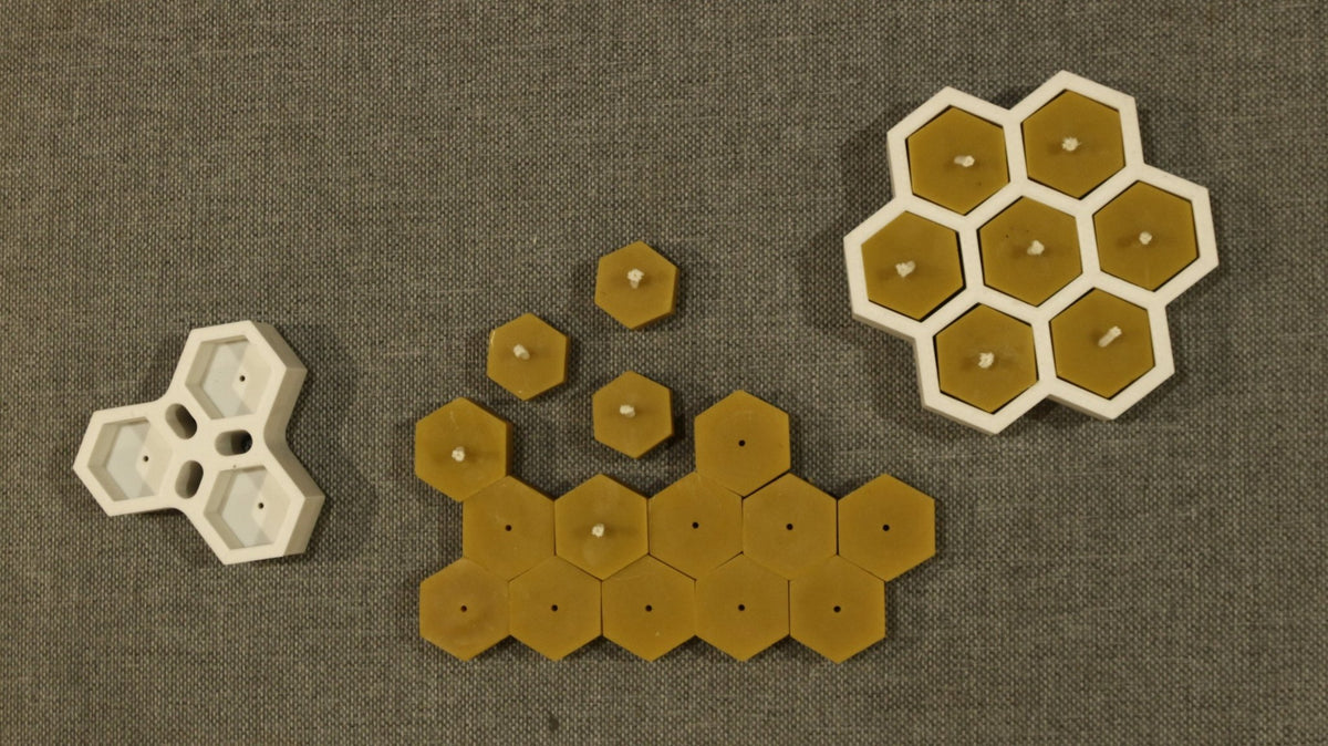 Hexagon tea light beeswax candle and silicone mould