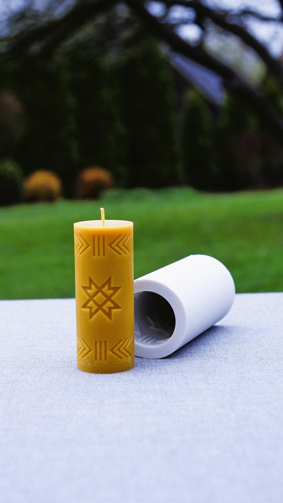 Latvian Folk Signs beeswax candle and silicone mould