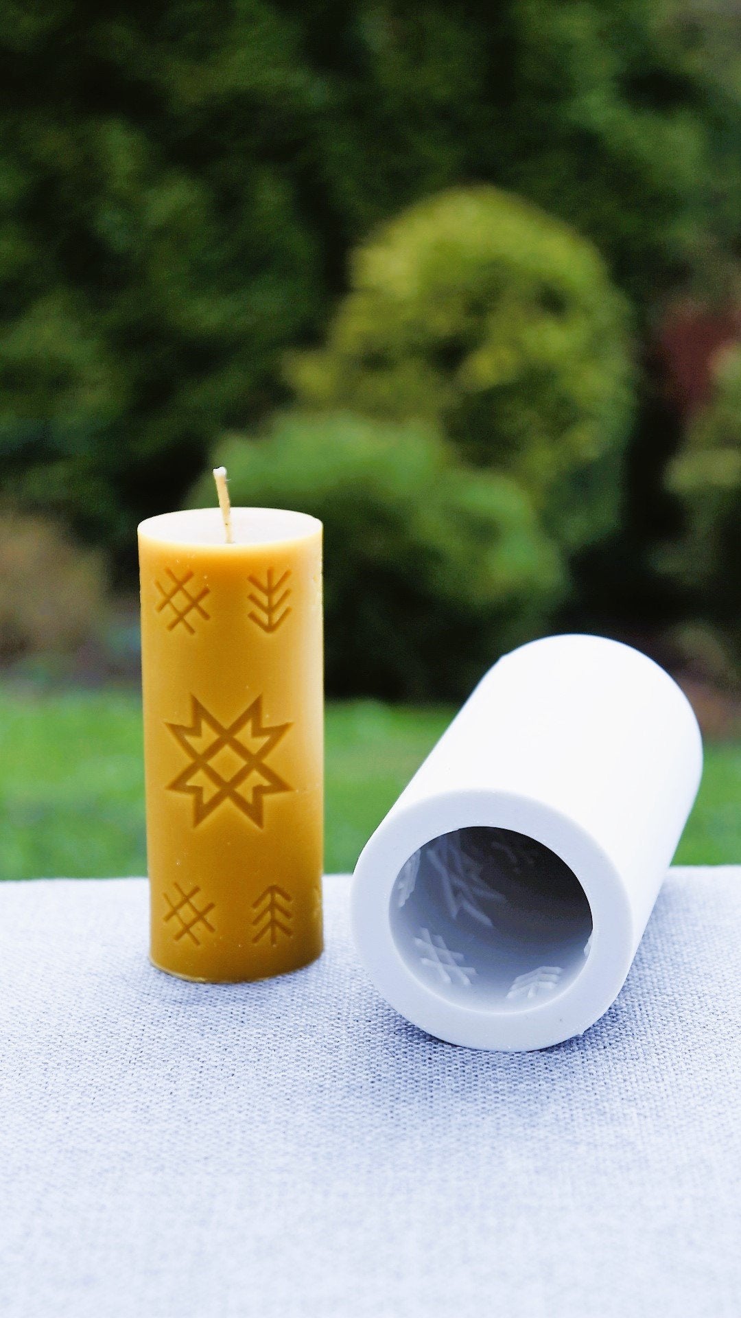Latvian Folk Signs beeswax candle and silicone mould