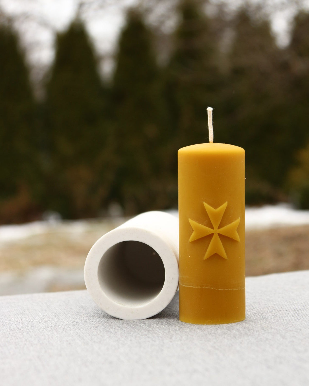 Maltese Cross beeswax candle and silicone mould