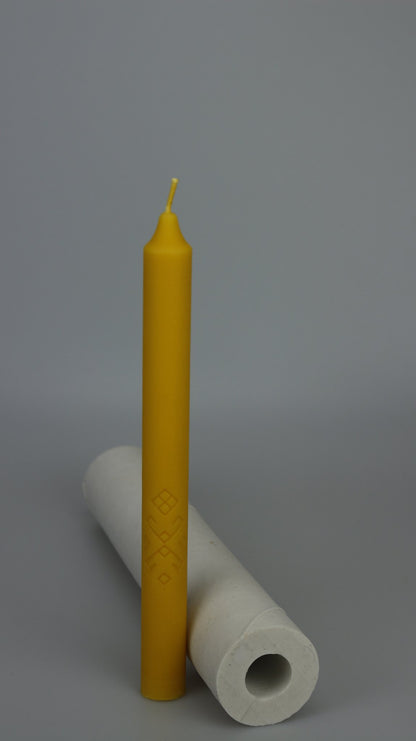 Taper with Ornament beeswax candle and silicone mould