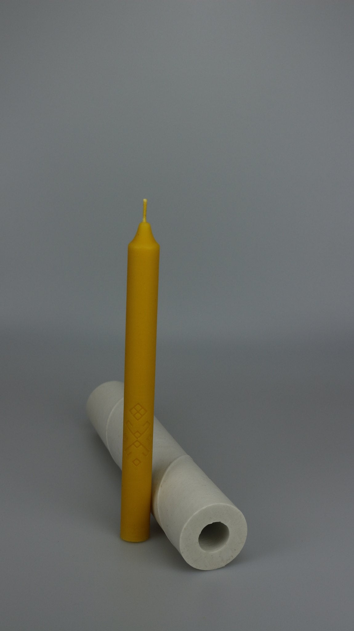 Taper with Ornament beeswax candle and silicone mould