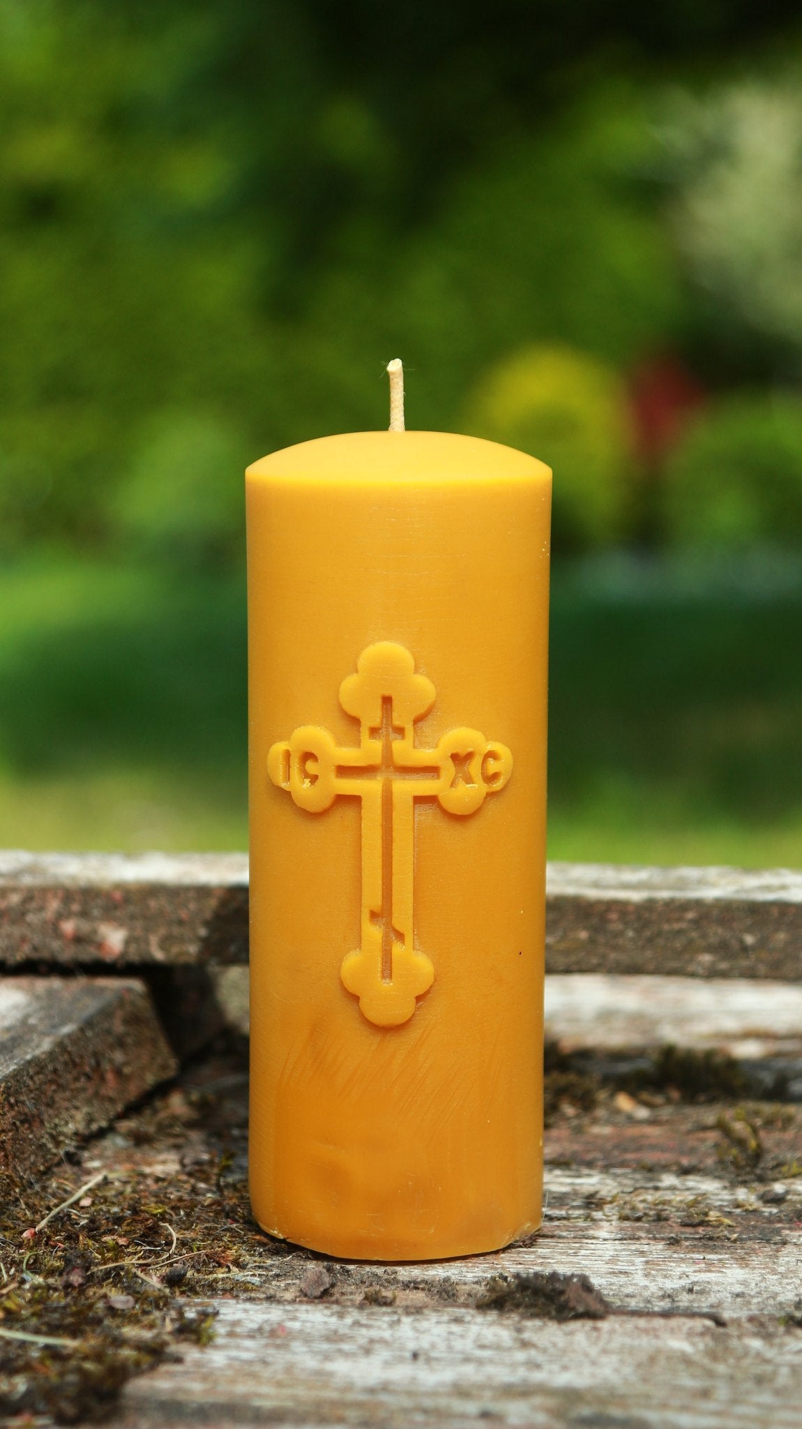 Orthodox Cross pillar beeswax candle and silicone mould