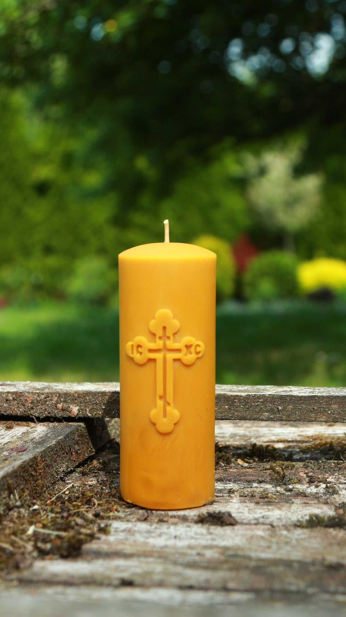 Orthodox Cross pillar beeswax candle and silicone mould