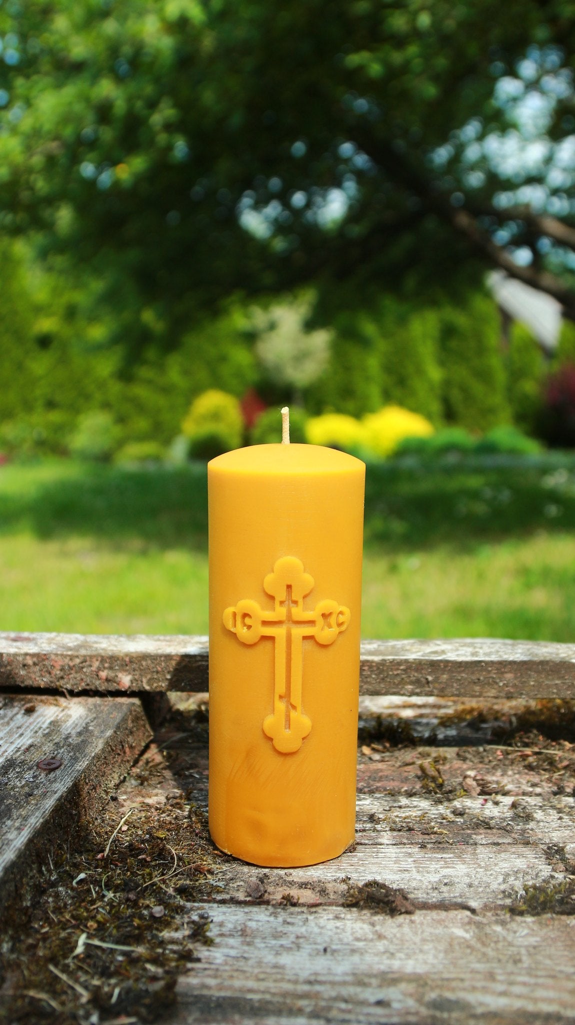 Orthodox Cross pillar beeswax candle and silicone mould