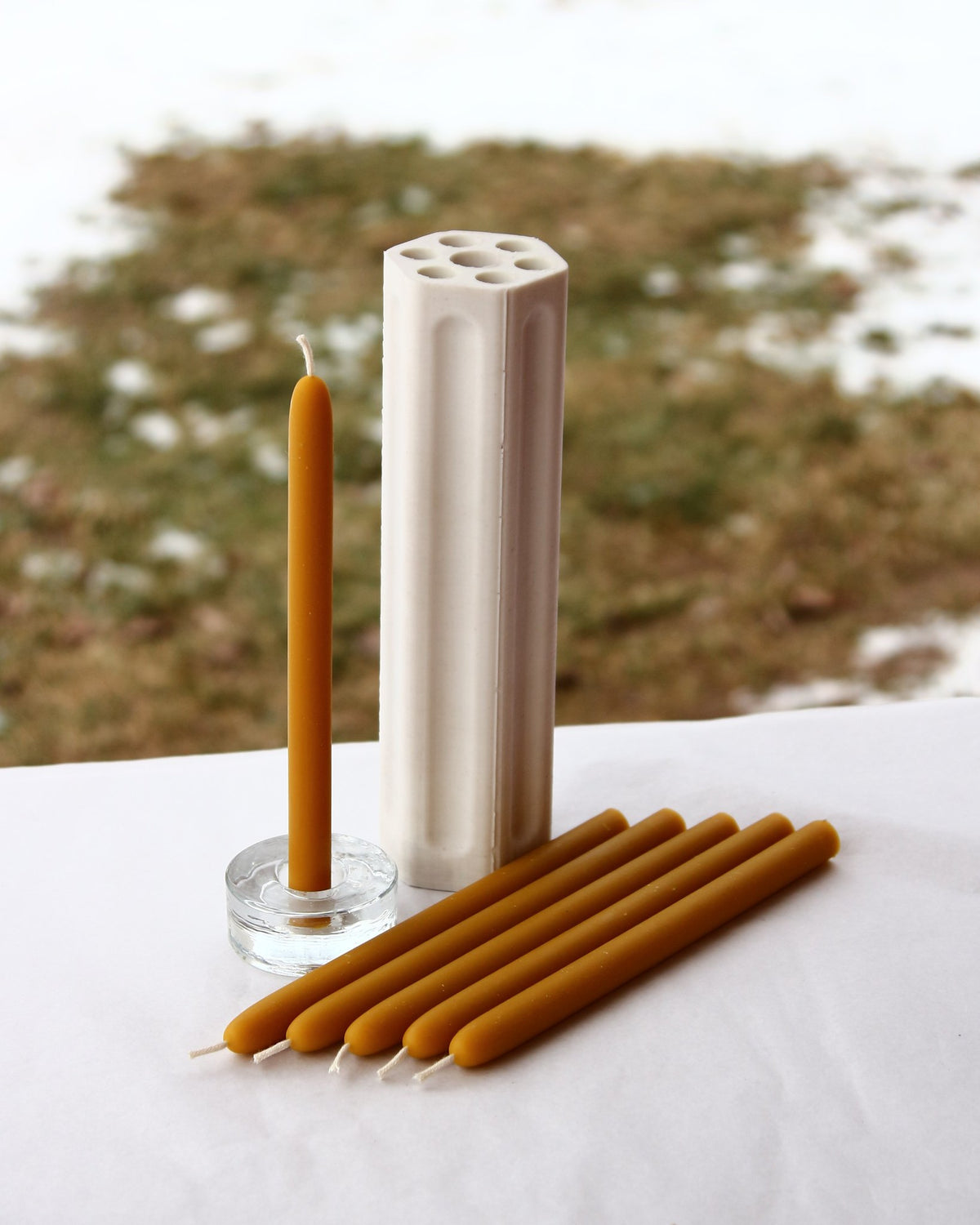 Patricia taper beeswax candle and silicone mould