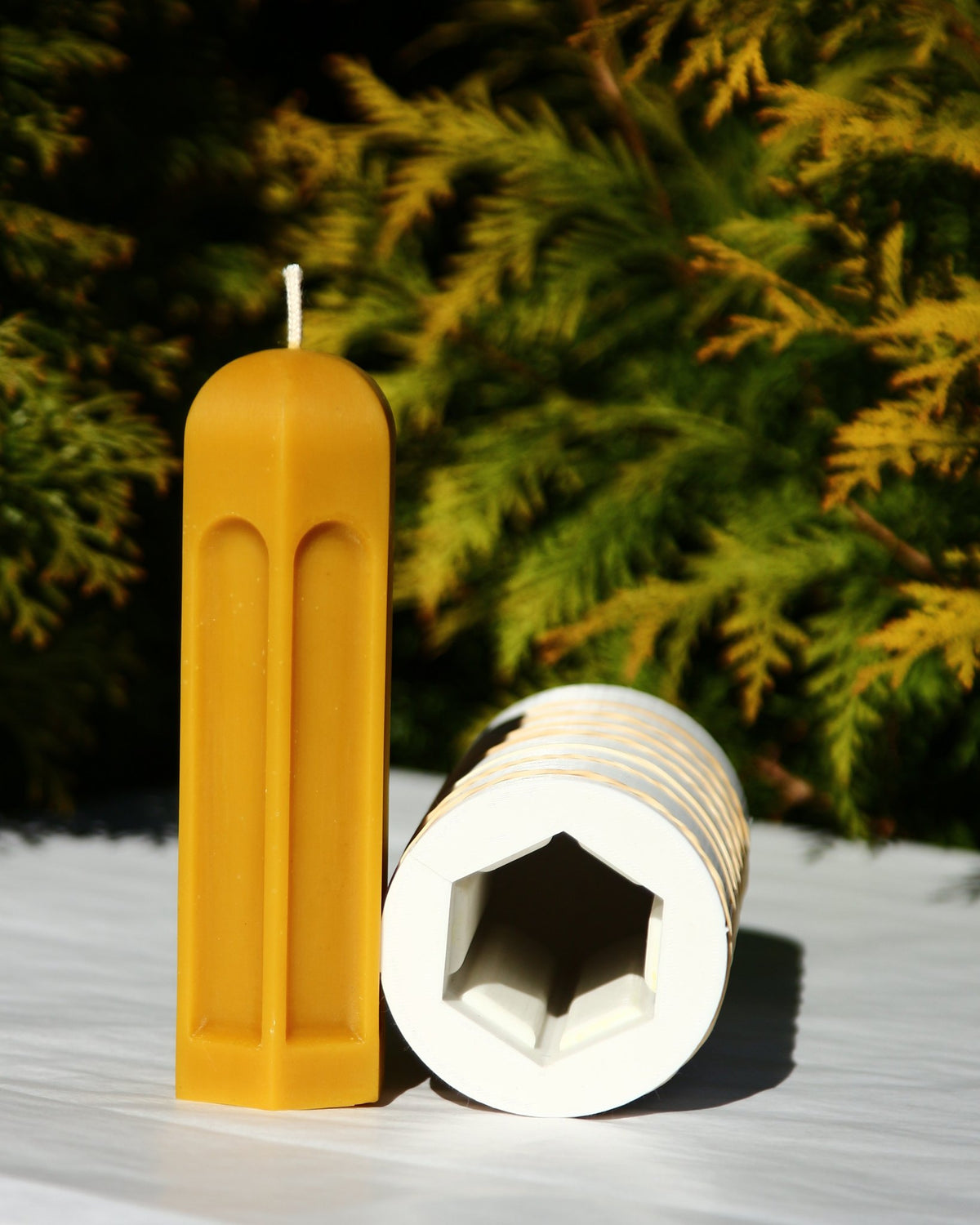 Quiet Pavilion beeswax candle and silicone mould