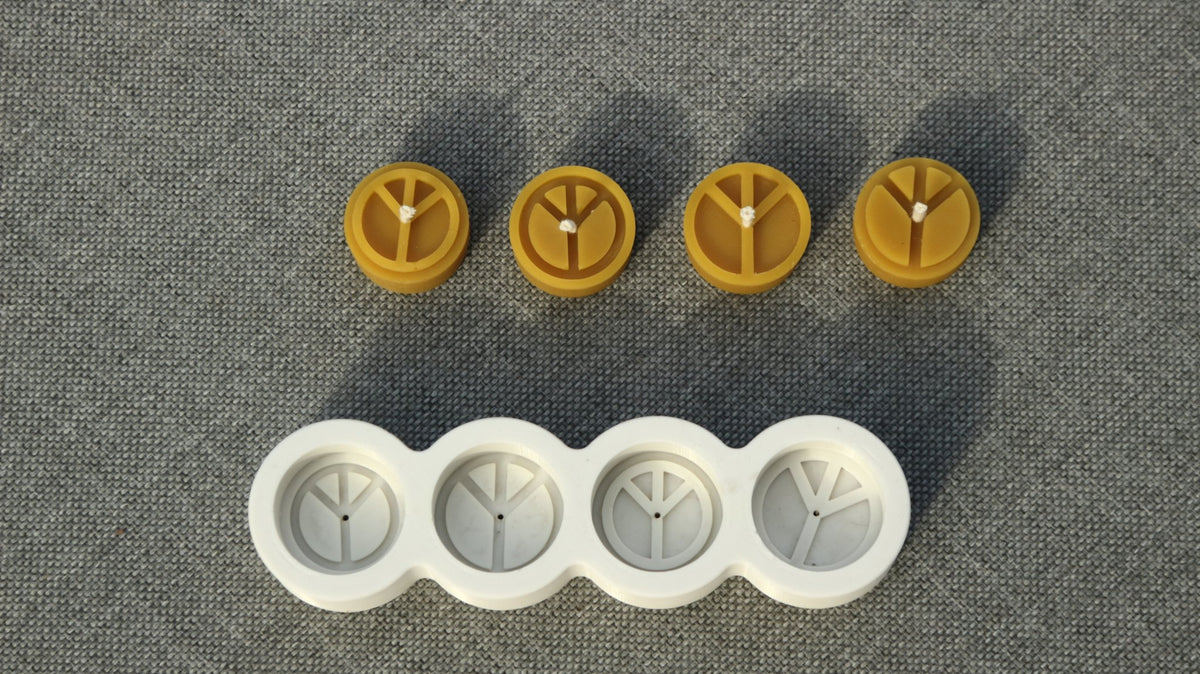 Peace tea light beeswax candle and silicone mould