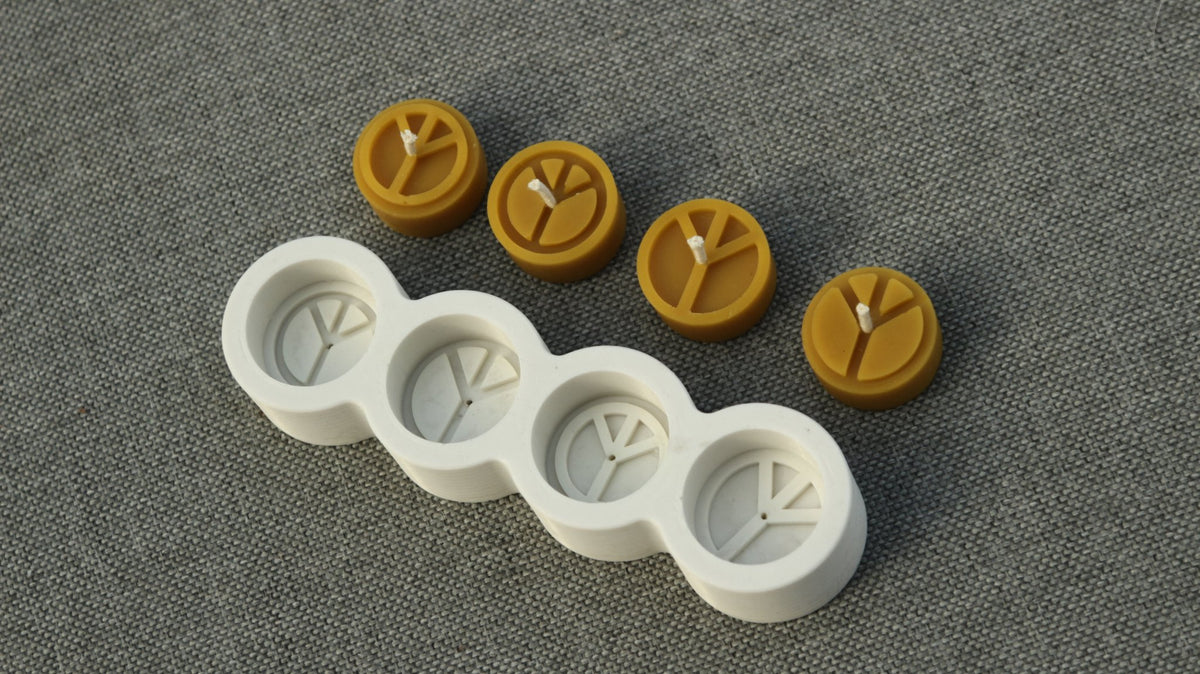 Peace tea light beeswax candle and silicone mould