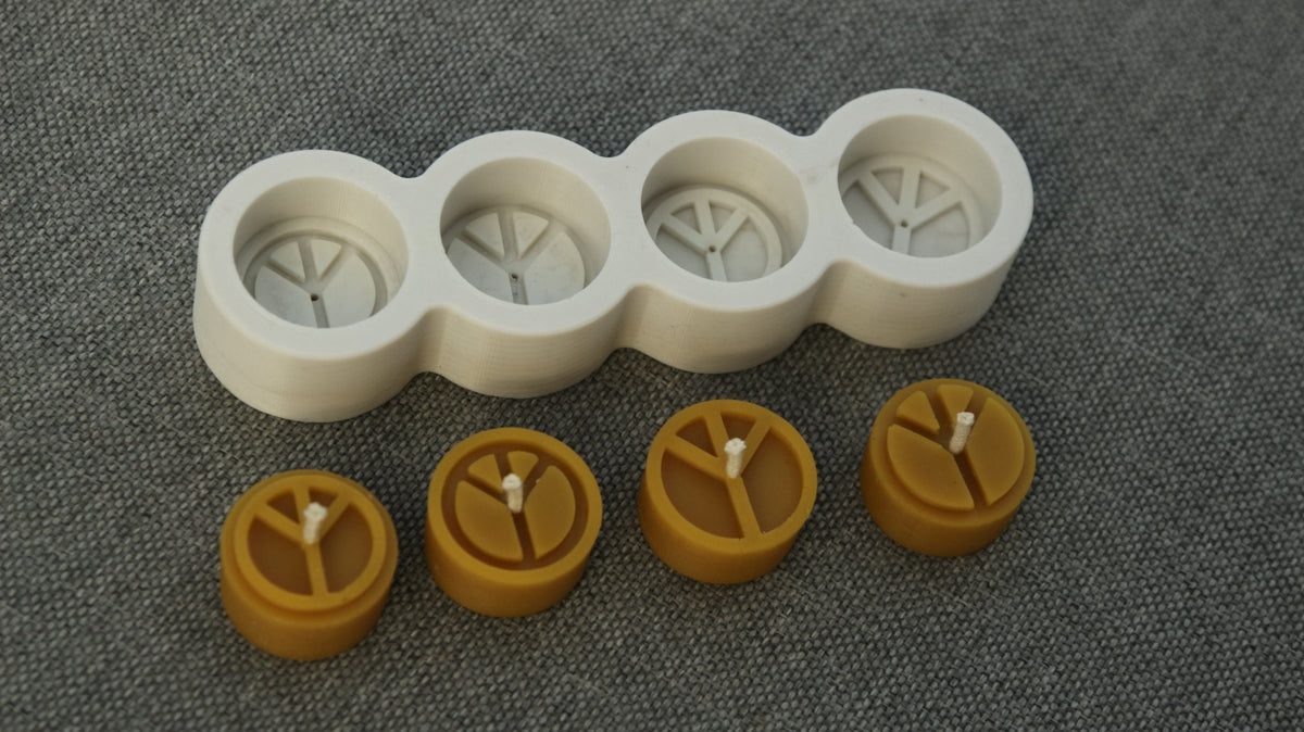 Peace tea light beeswax candle and silicone mould