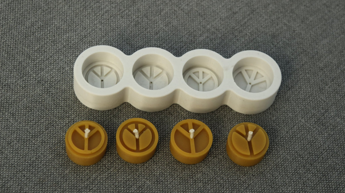 Peace tea light beeswax candle and silicone mould