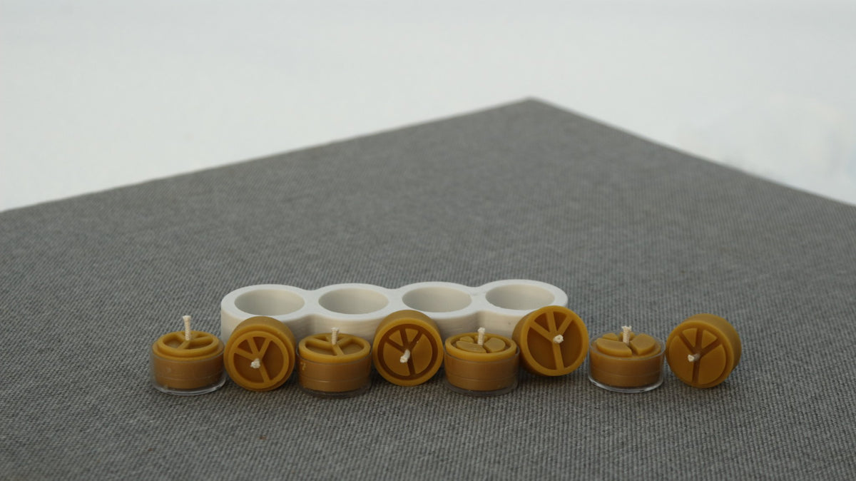 Peace tea light beeswax candle and silicone mould
