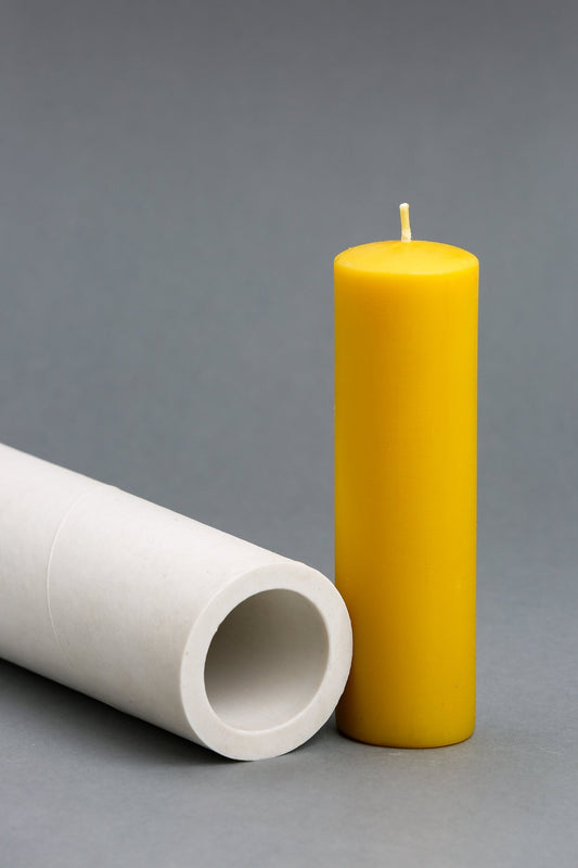 Smooth pillar beeswax candle and silicone mould