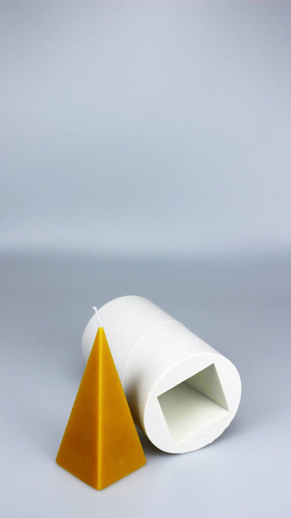 Pyramid beeswax candle and silicone mould