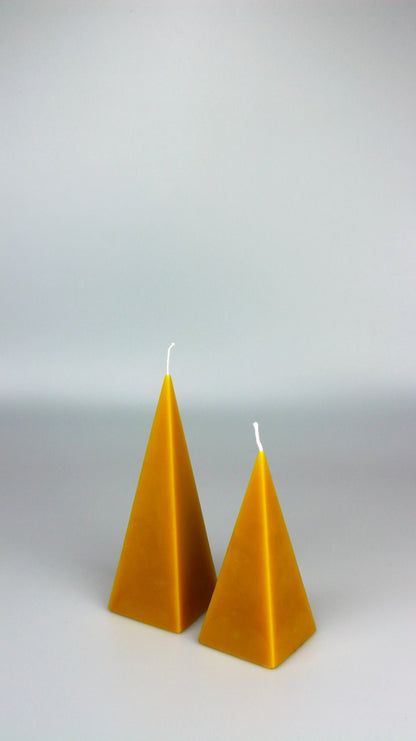 Pyramid beeswax candle and silicone mould