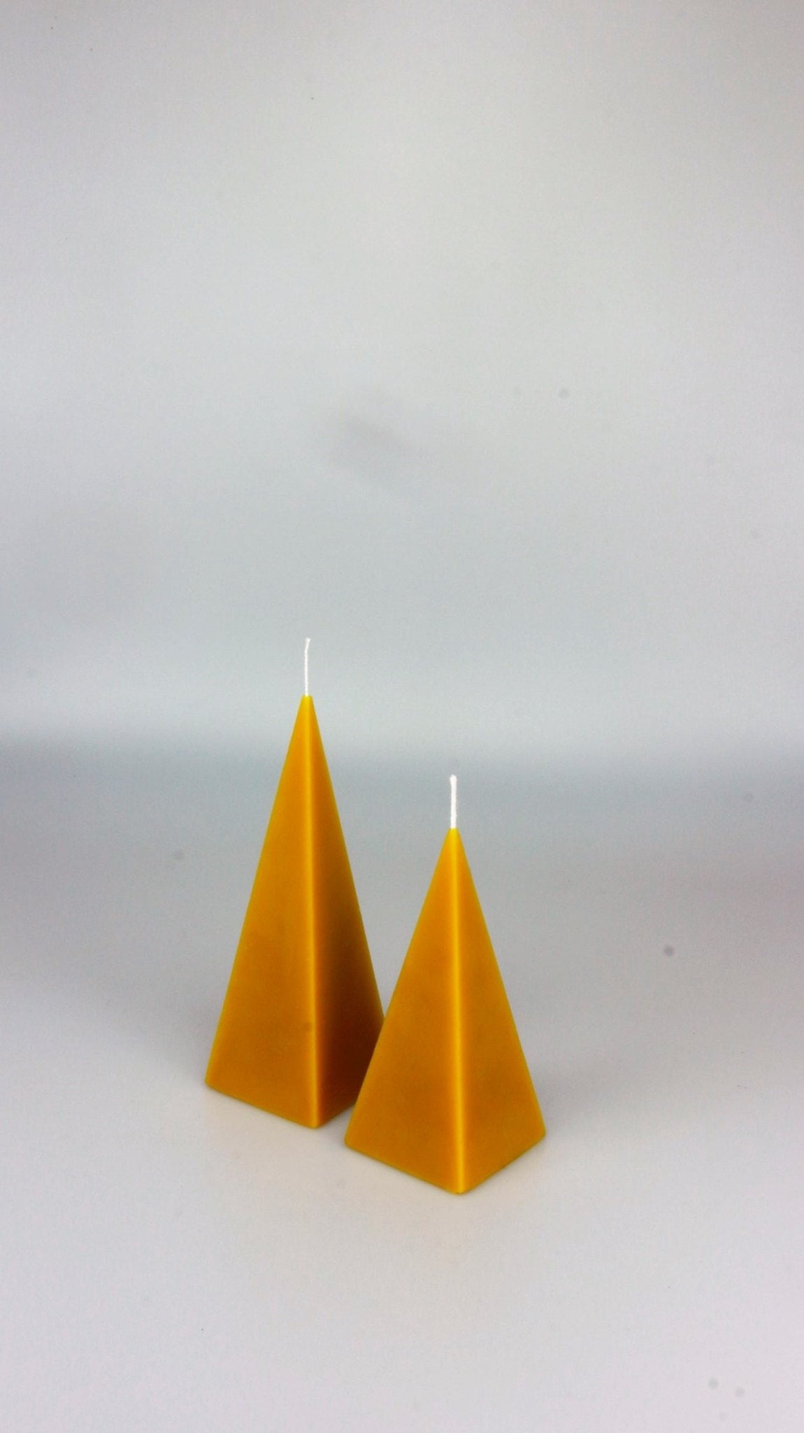 Pyramid beeswax candle and silicone mould
