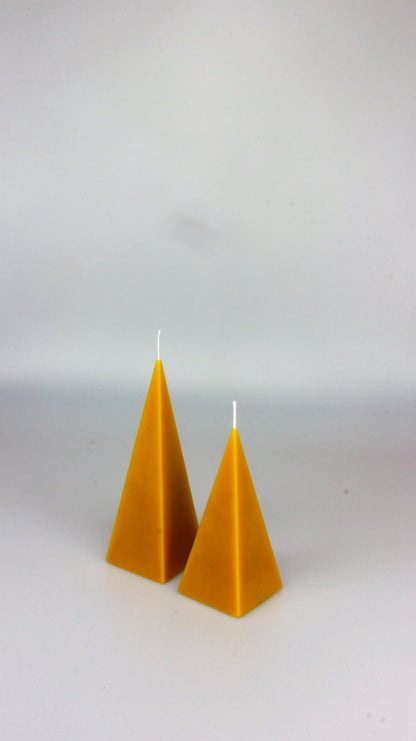 Pyramid beeswax candle and silicone mould