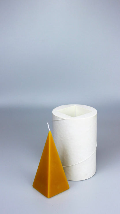 Pyramid beeswax candle and silicone mould