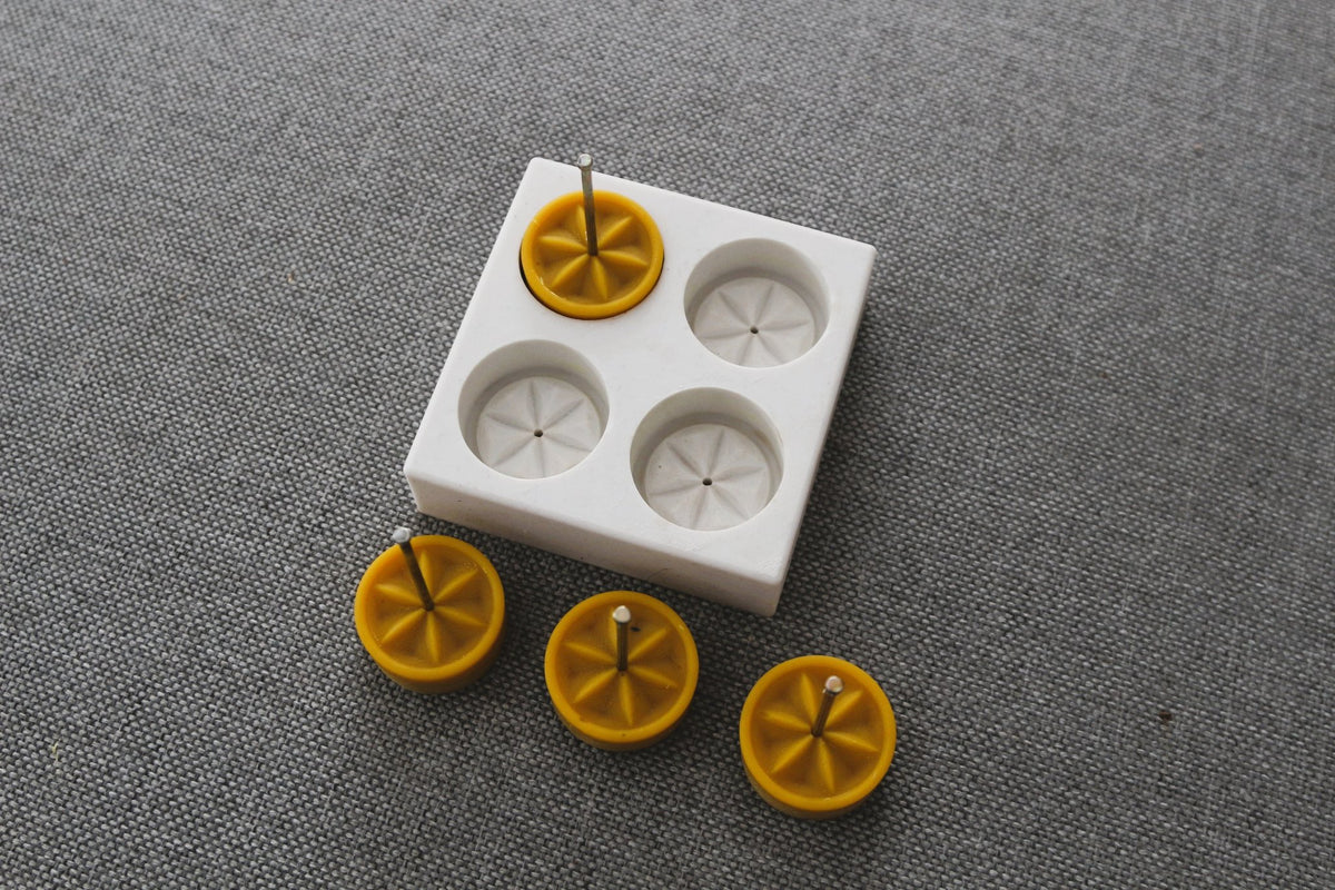 Rose tea light beeswax candle and silicone mould