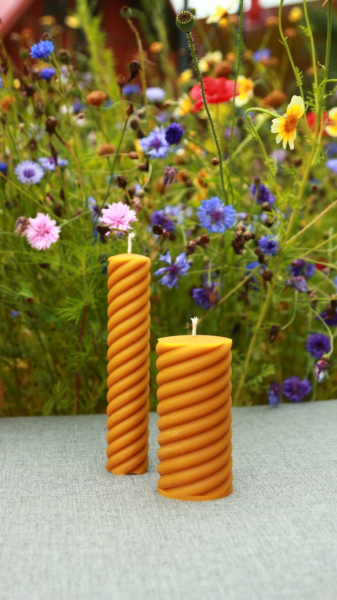 Spiral Pillar beeswax candle and silicone mould