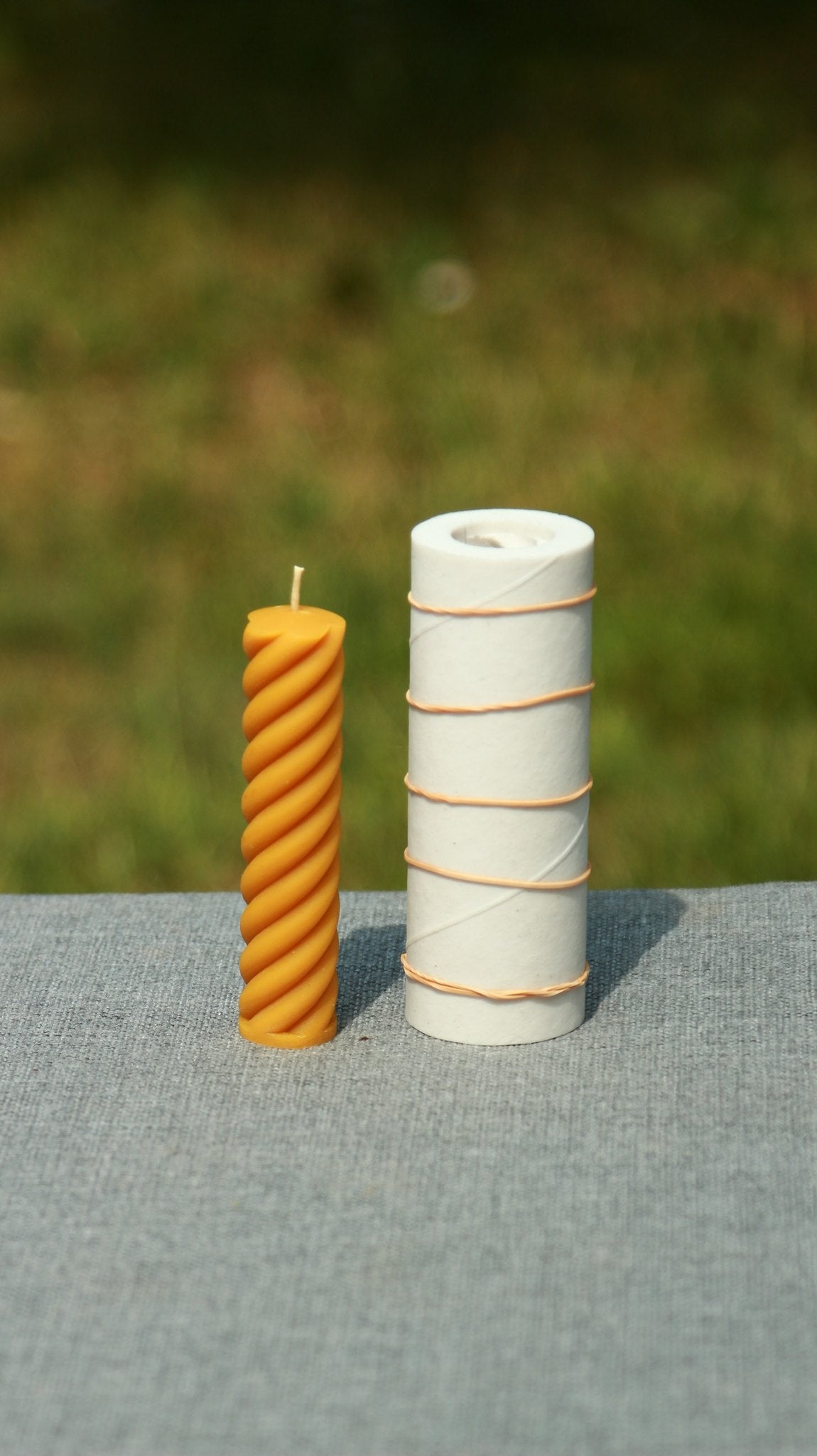 Spiral Pillar beeswax candle and silicone mould