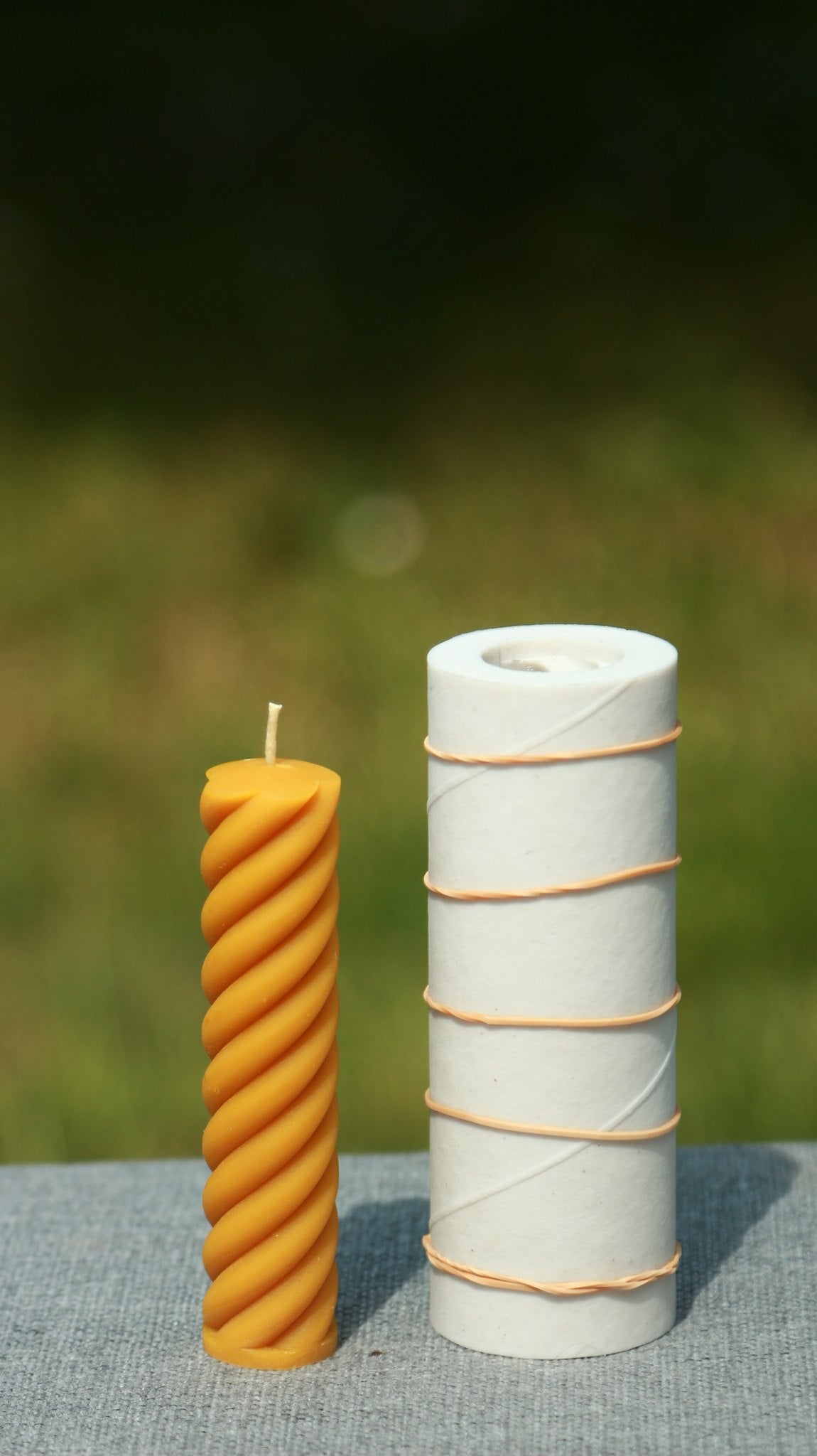 Spiral Pillar beeswax candle and silicone mould