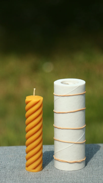 Spiral Pillar beeswax candle and silicone mould