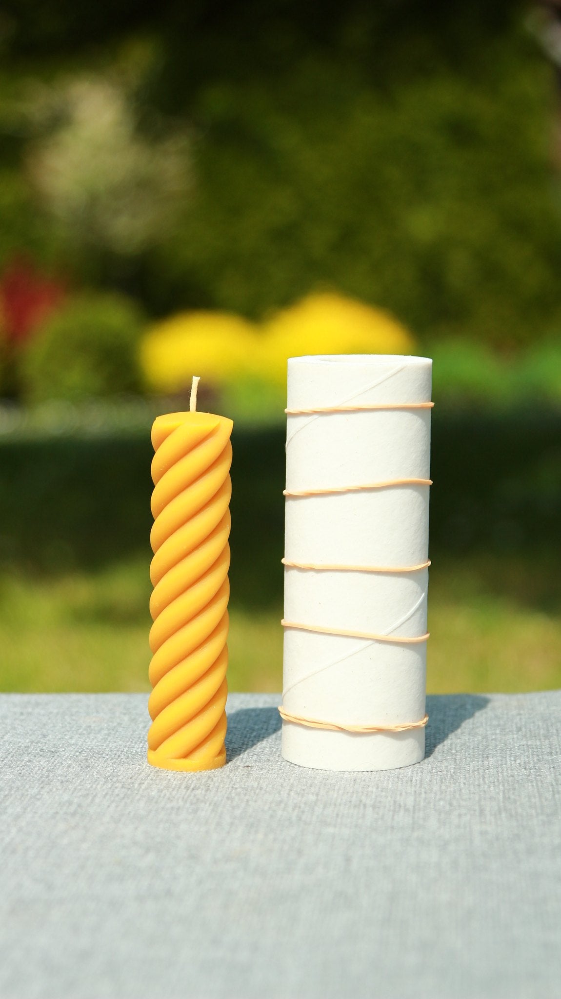 Spiral Pillar beeswax candle and silicone mould