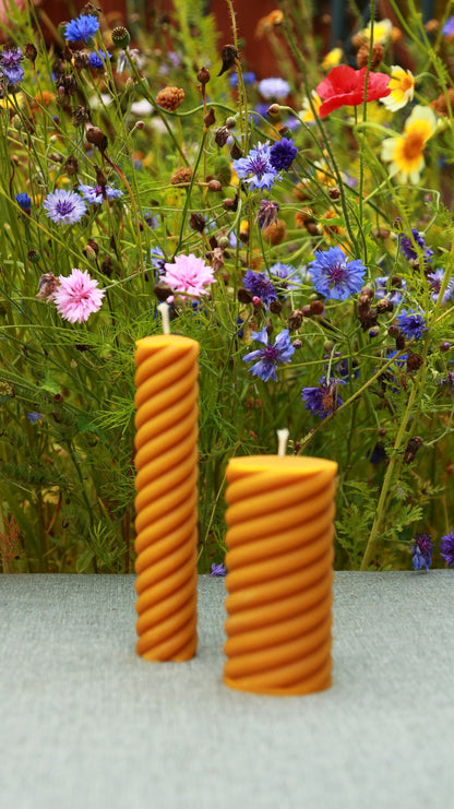 Spiral Pillar beeswax candle and silicone mould
