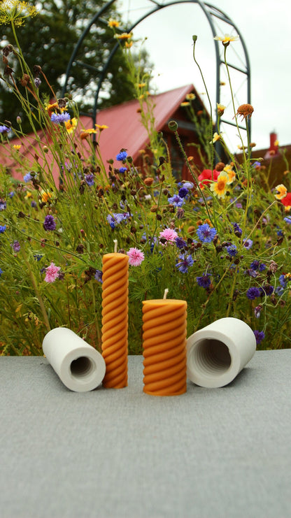 Spiral Pillar beeswax candle and silicone mould