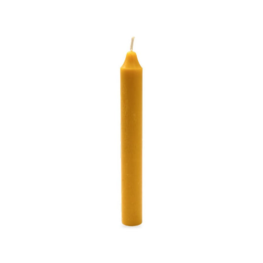Daily beeswax candle, white background studio photo