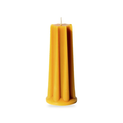 Fusion Pillar beeswax candle, white background studio photo