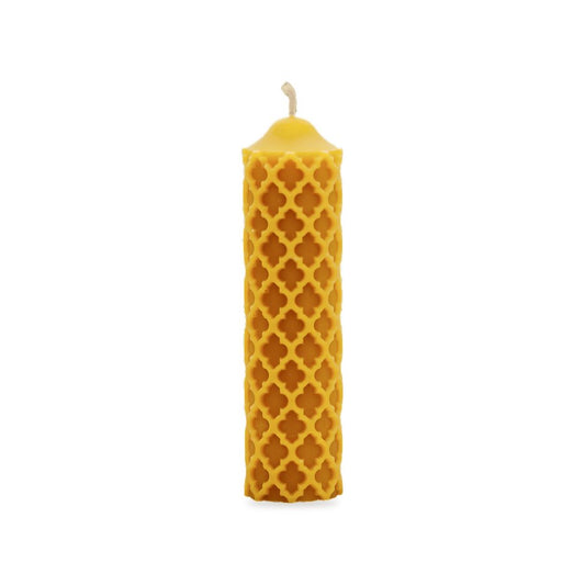 Old Window 3 Sizes beeswax candle, white background studio photo