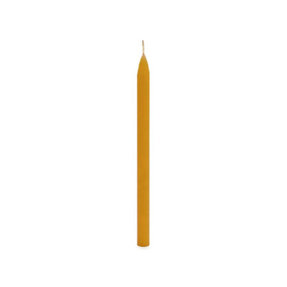 Tiny Tapers beeswax candle, white background studio photo