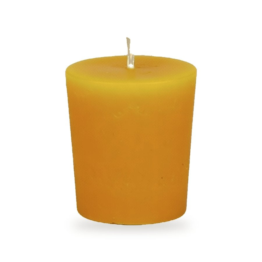 Votive Shape 2 Options beeswax candle, white background studio photo