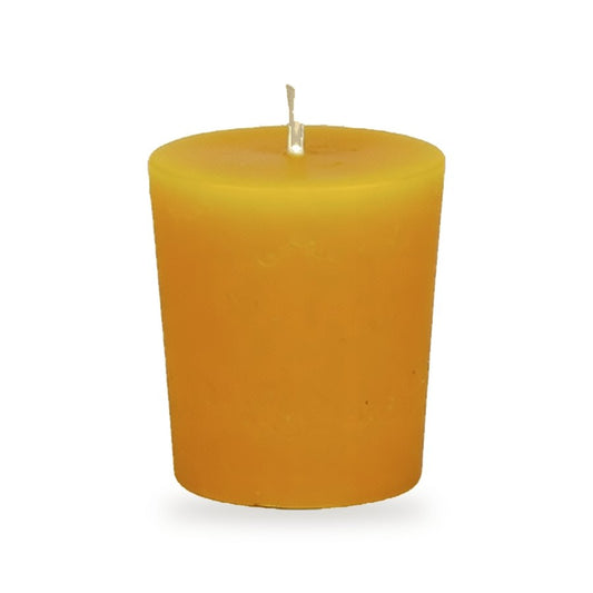 Votive Shape 2 Options beeswax candle, white background studio photo