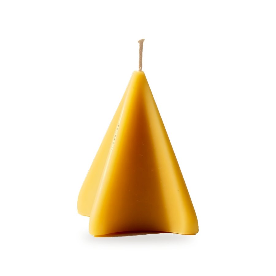 Wavey Peak beeswax candle, white background studio photo