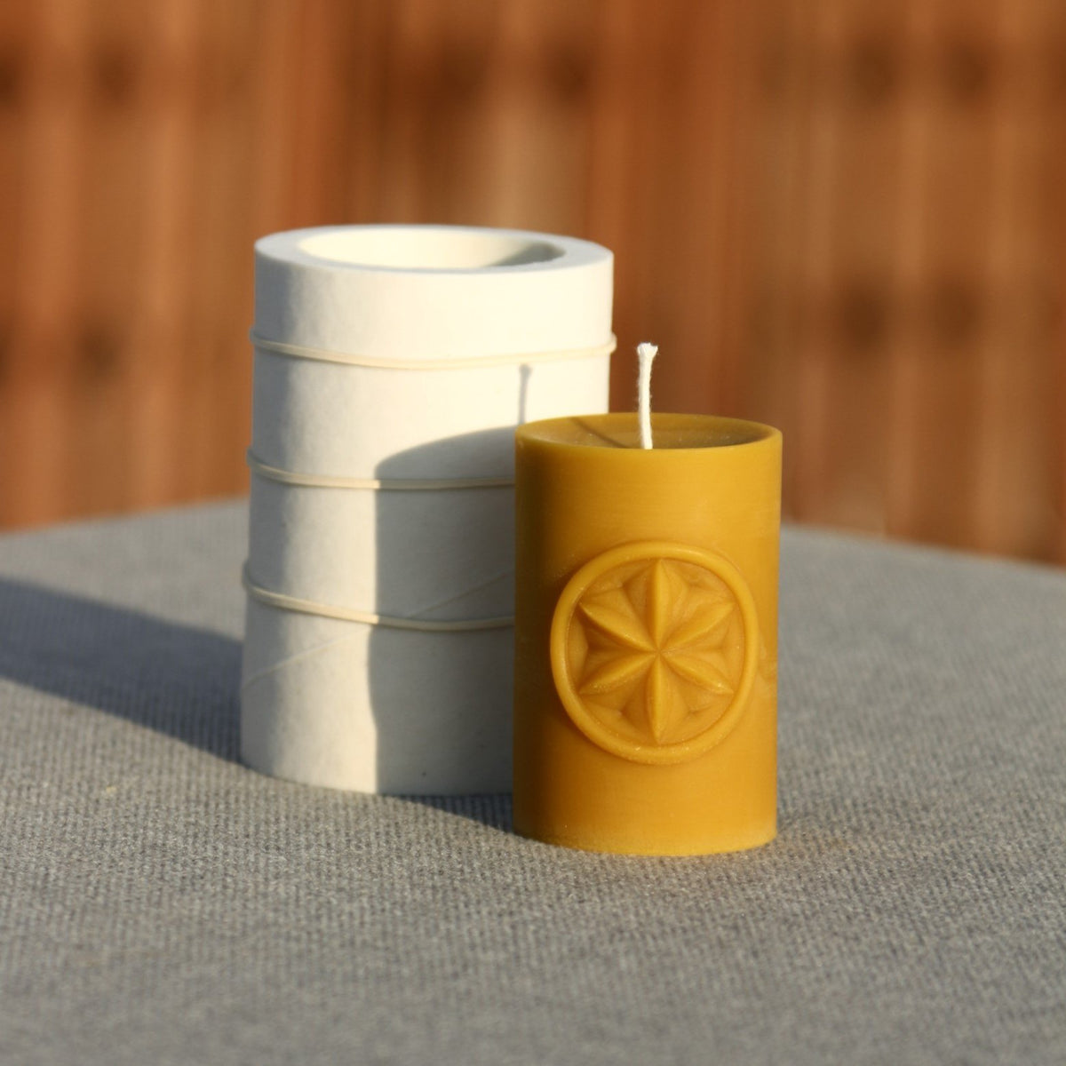 Sun Shield beeswax candle and silicone mould