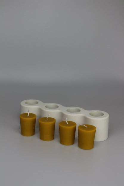 Votive beeswax candle and silicone mould